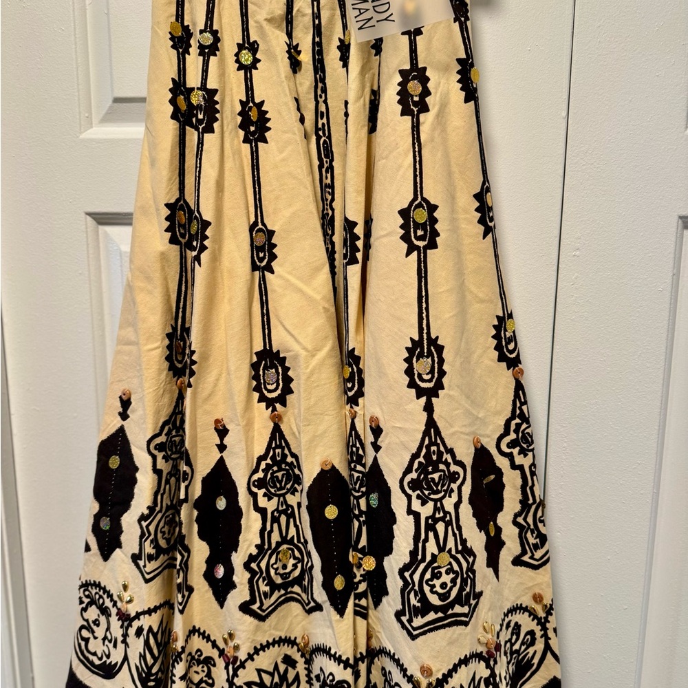 Sandy Arkman Cream and Black Women's Boho Sequin Skirt - Picture 6 of 7